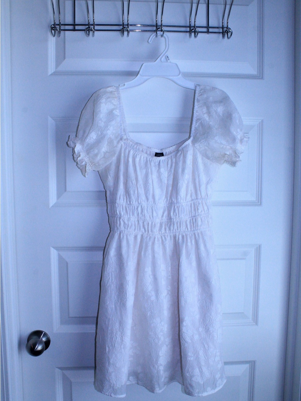 wild fable White Puff-Sleeve Casual Dress
